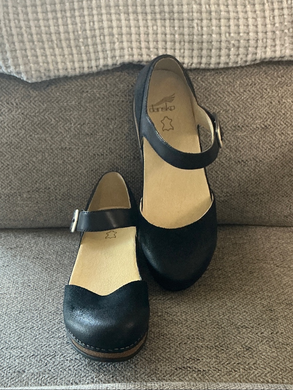 Dansko Mae Mary Jane Clogs - Black Burnished Suede - EU38 - NWOT